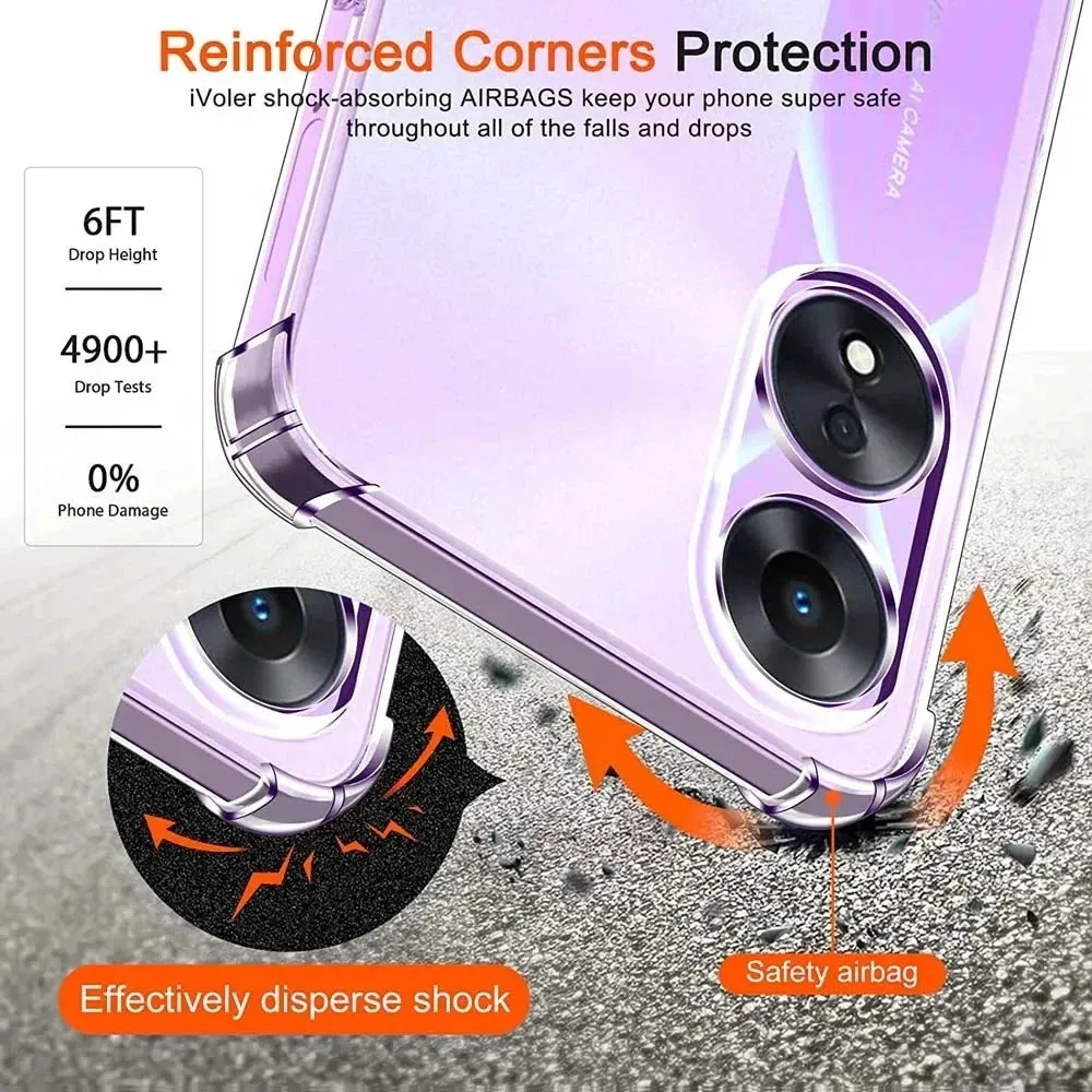 Clear TPU Silicone Phone Case for OPPO A98 A80 A79 A78 A77 A60 A58 A57 A40 A38 A18 A3 Pro Protective Thin Shell Cover