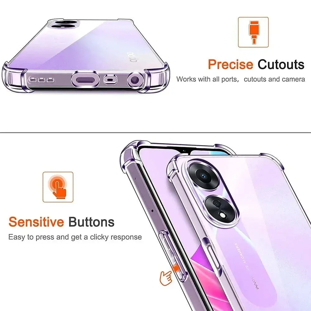 Clear TPU Silicone Phone Case for OPPO A98 A80 A79 A78 A77 A60 A58 A57 A40 A38 A18 A3 Pro Protective Thin Shell Cover