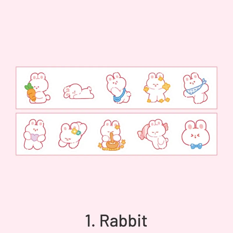 Cloud Zoo Cute Cartoon Animal Washi Sticker Roll
