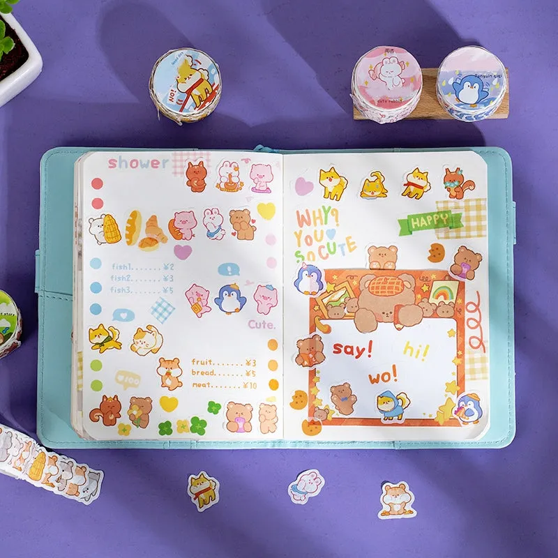 Cloud Zoo Cute Cartoon Animal Washi Sticker Roll