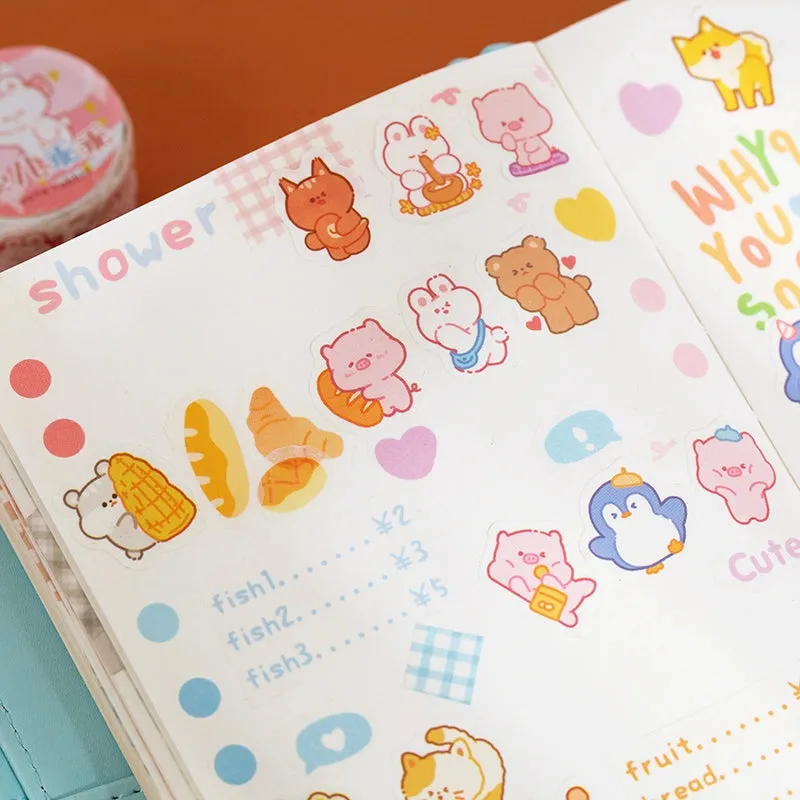 Cloud Zoo Cute Cartoon Animal Washi Sticker Roll