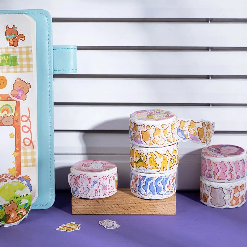 Cloud Zoo Cute Cartoon Animal Washi Sticker Roll