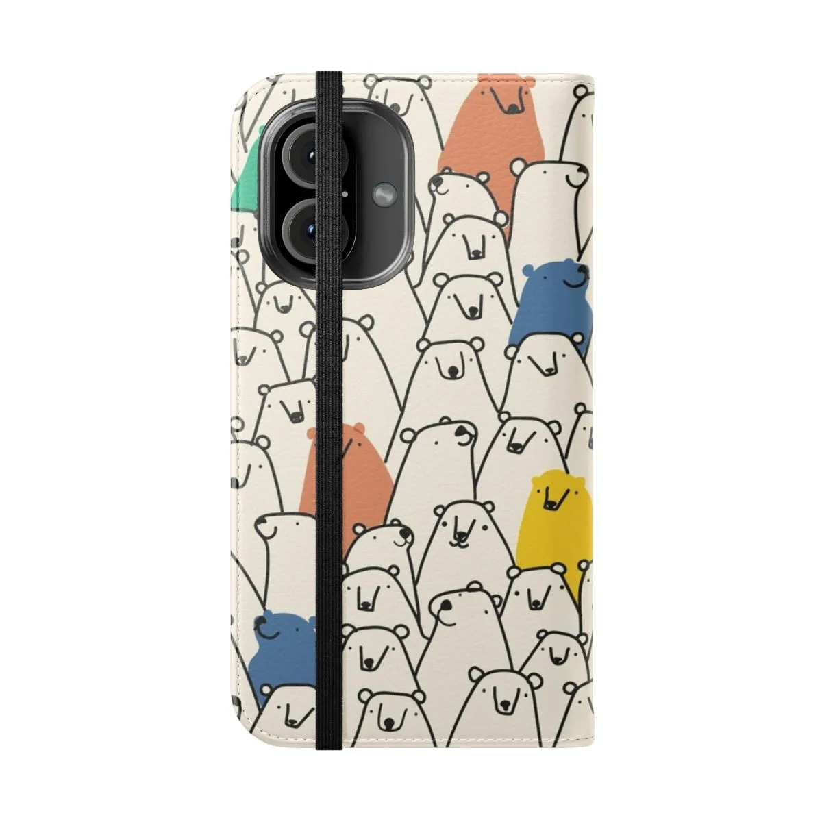 Colorful Bear Pattern Flip Cover Phone Case