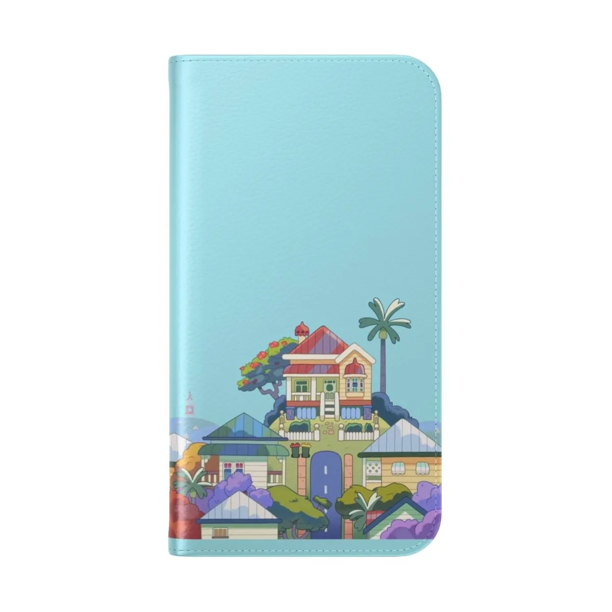 Colorful Cartoon House Skyline Flip Cover Phone Case
