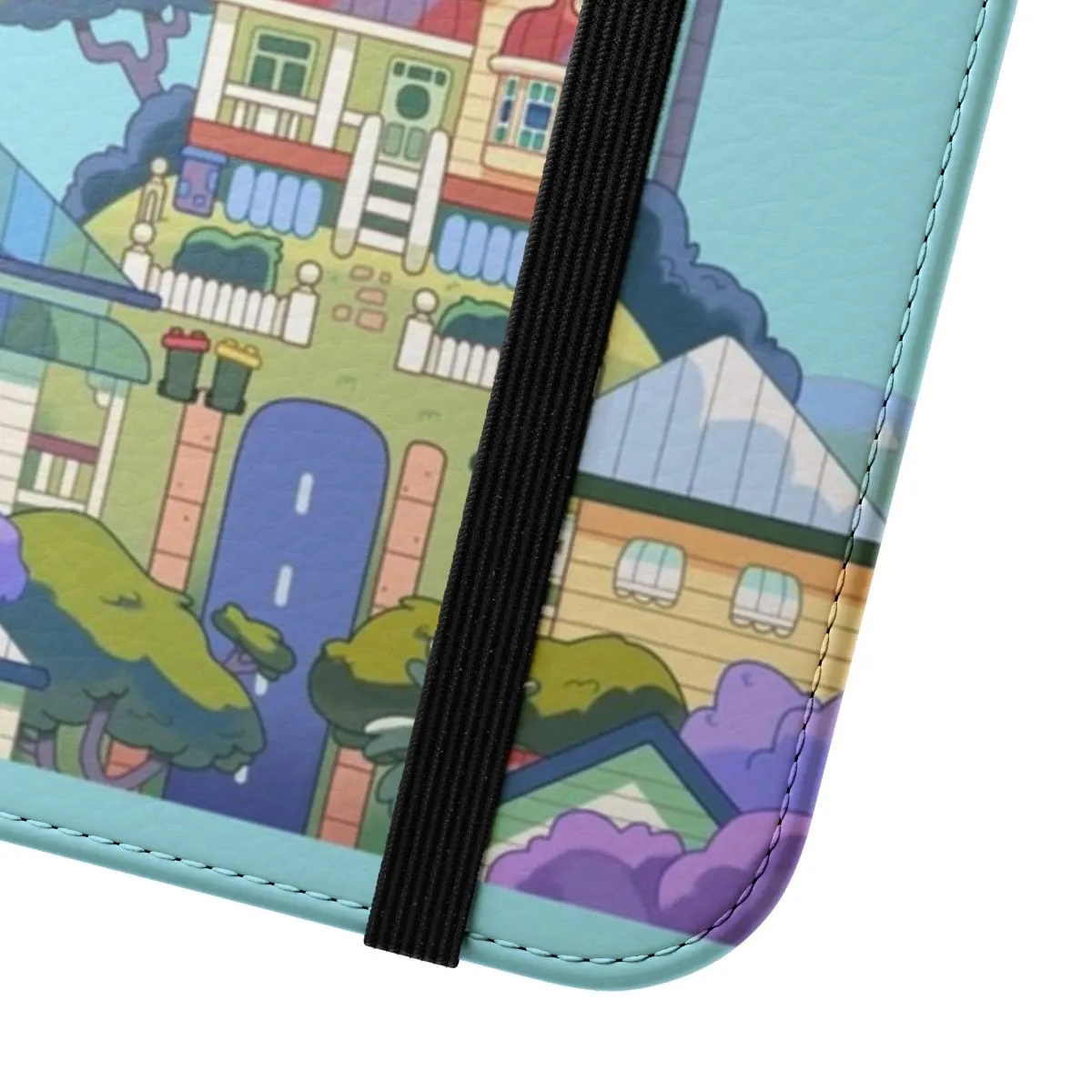 Colorful Cartoon House Skyline Flip Cover Phone Case