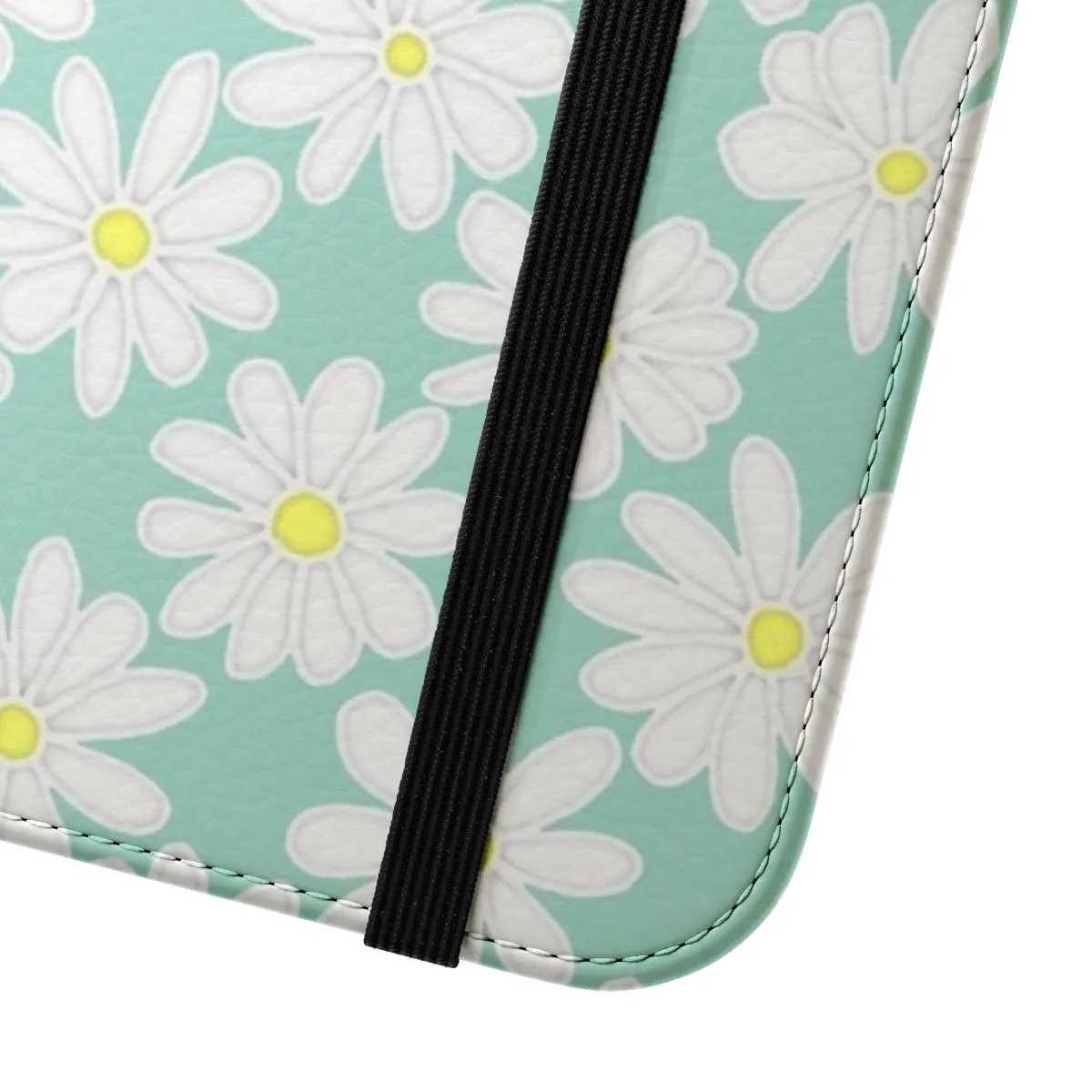 Colorful Daisy Pattern Mint Green Flip Phone Case