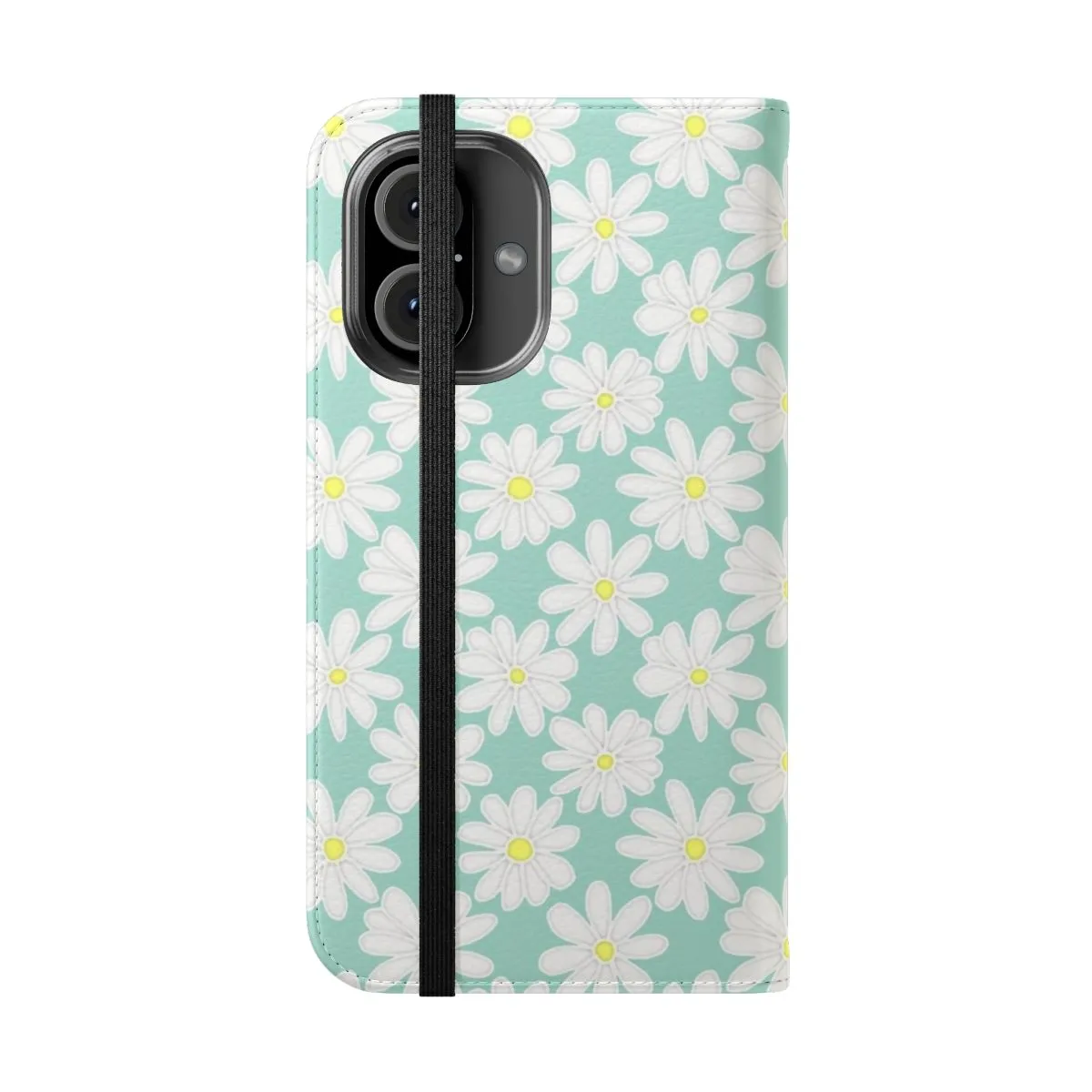 Colorful Daisy Pattern Mint Green Flip Phone Case