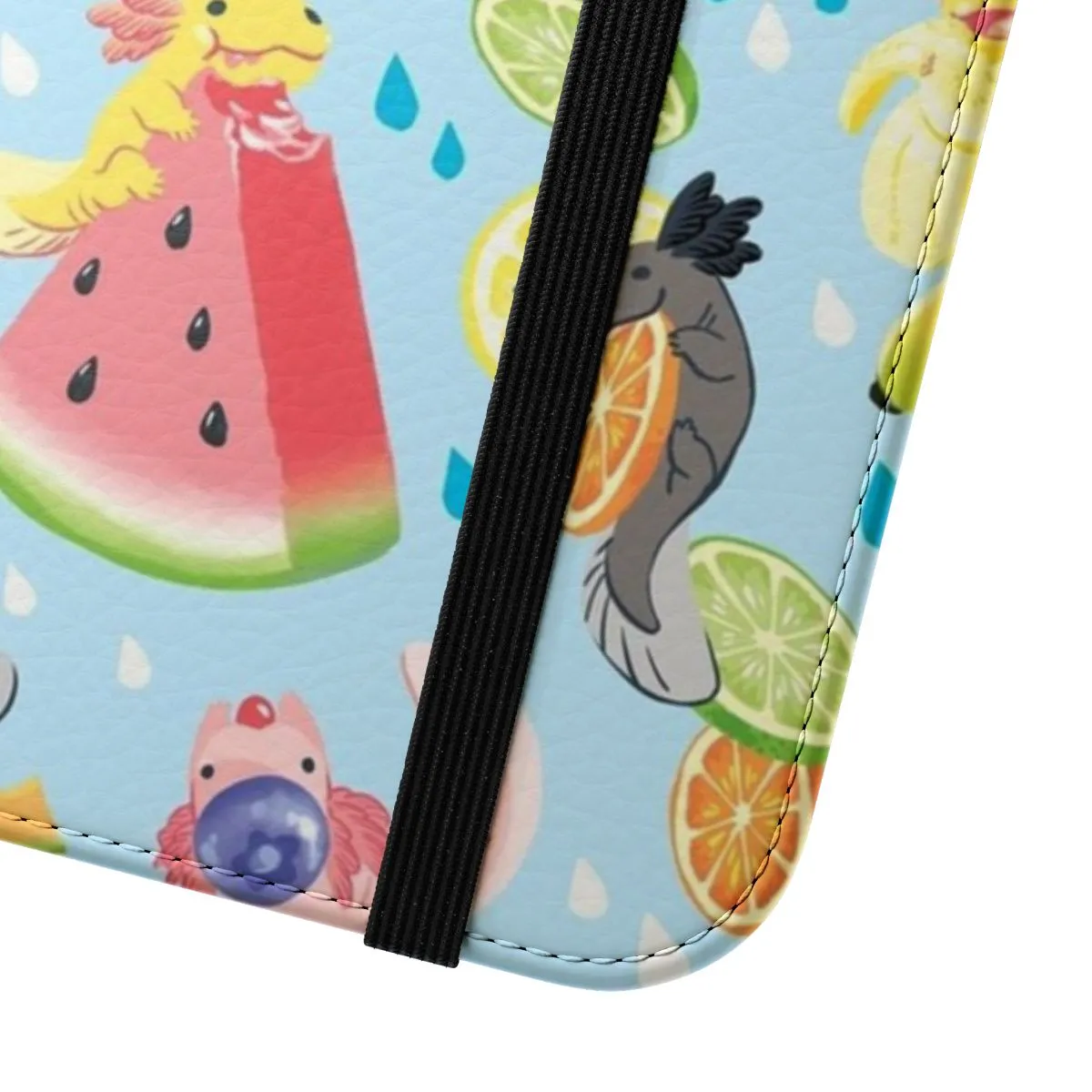 Colorful Fruity Axolotl Pattern Flip Cover Phone Case
