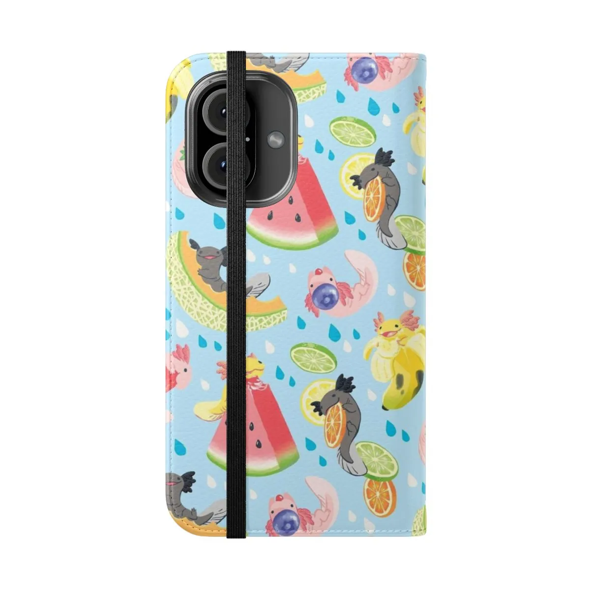 Colorful Fruity Axolotl Pattern Flip Cover Phone Case