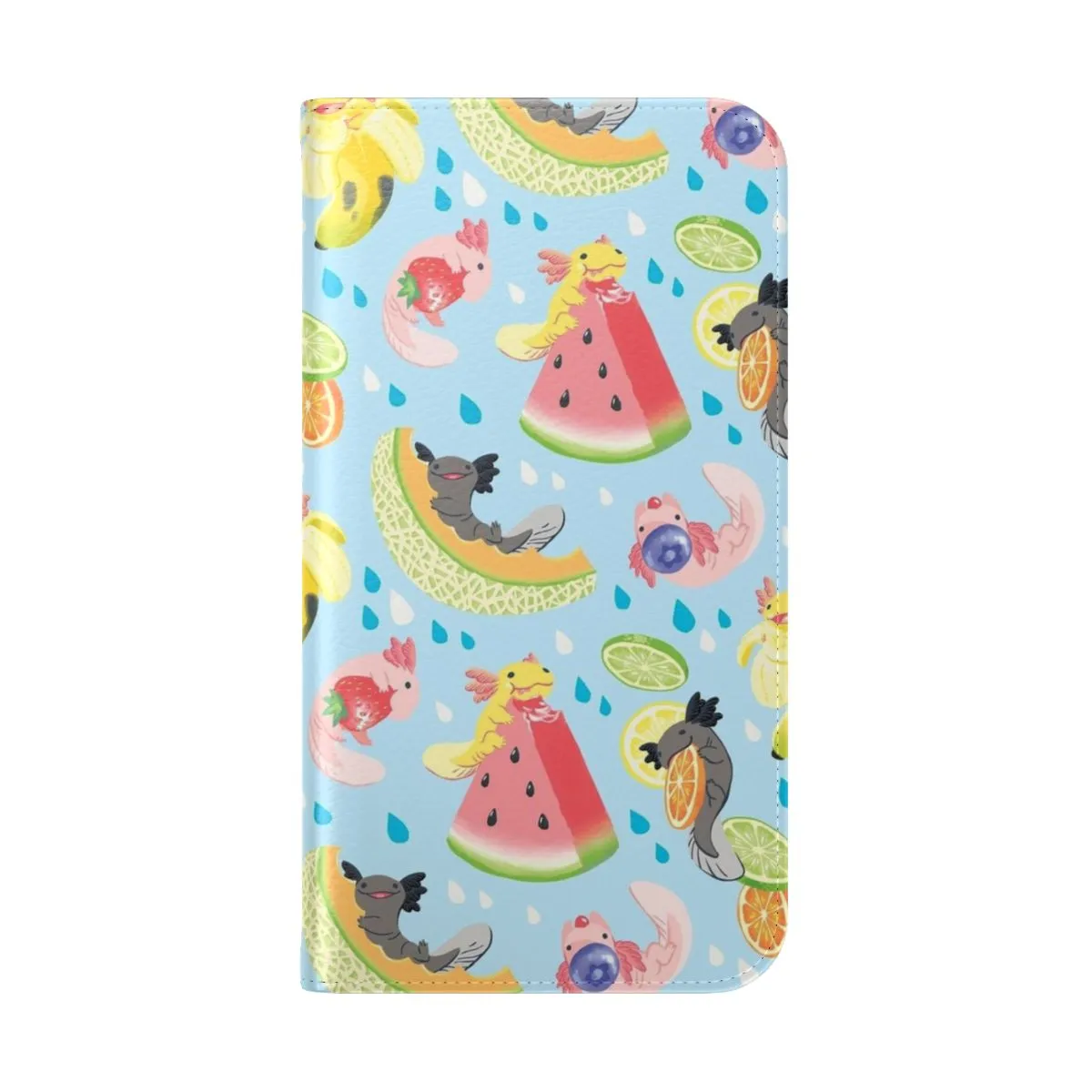 Colorful Fruity Axolotl Pattern Flip Cover Phone Case