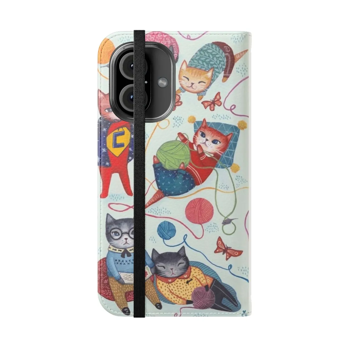 Colorful Kitten and Cat Pattern Flip Cover Phone Case