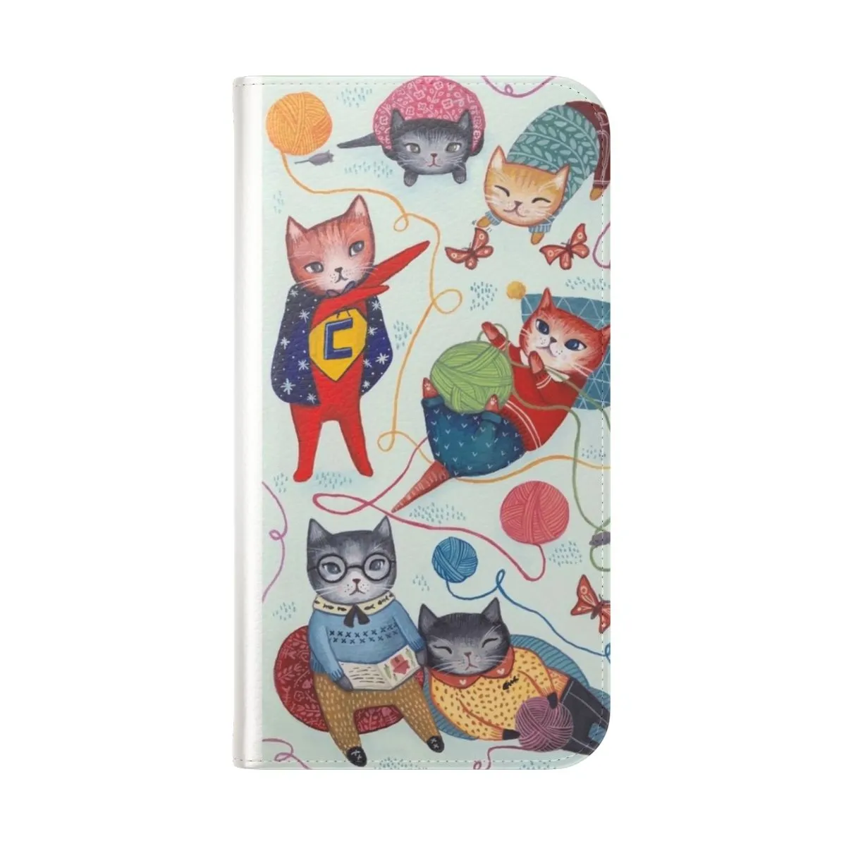Colorful Kitten and Cat Pattern Flip Cover Phone Case