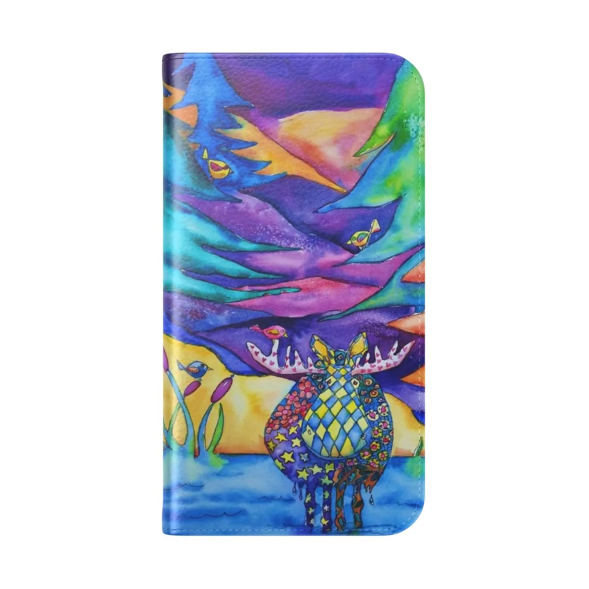 Colorful Moose Themed Flip Cover Phone Case