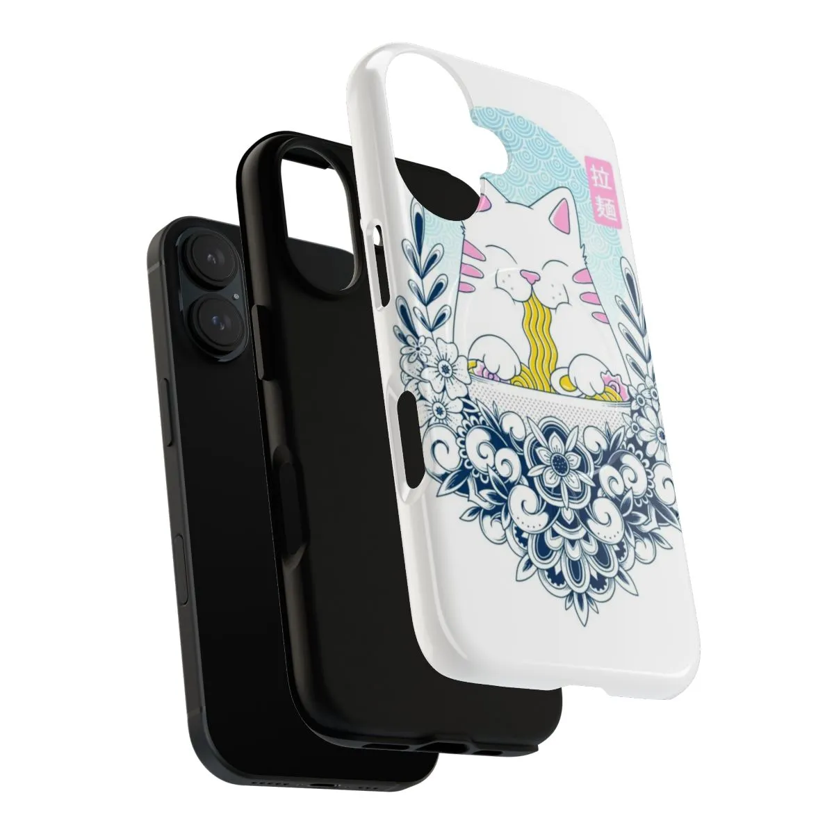 Colorful Ramen Cat Magnetic Protective Phone Case