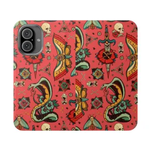 Colorful Tattoo Pattern Flip Cover for Smartphone