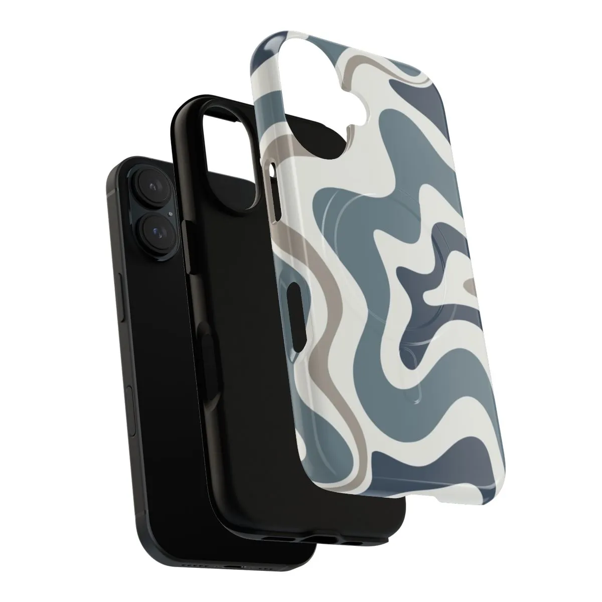 Contemporary Abstract Neutral Blue Grey Swirl Phone Case