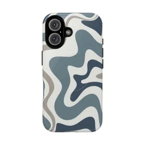 Contemporary Abstract Neutral Blue Grey Swirl Phone Case