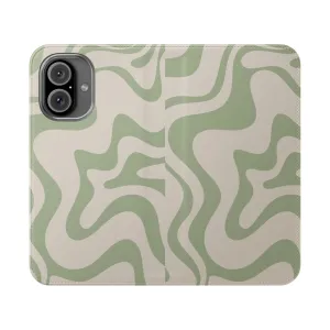 Contemporary Abstract Pattern Sage Green Beige Phone Case Cover