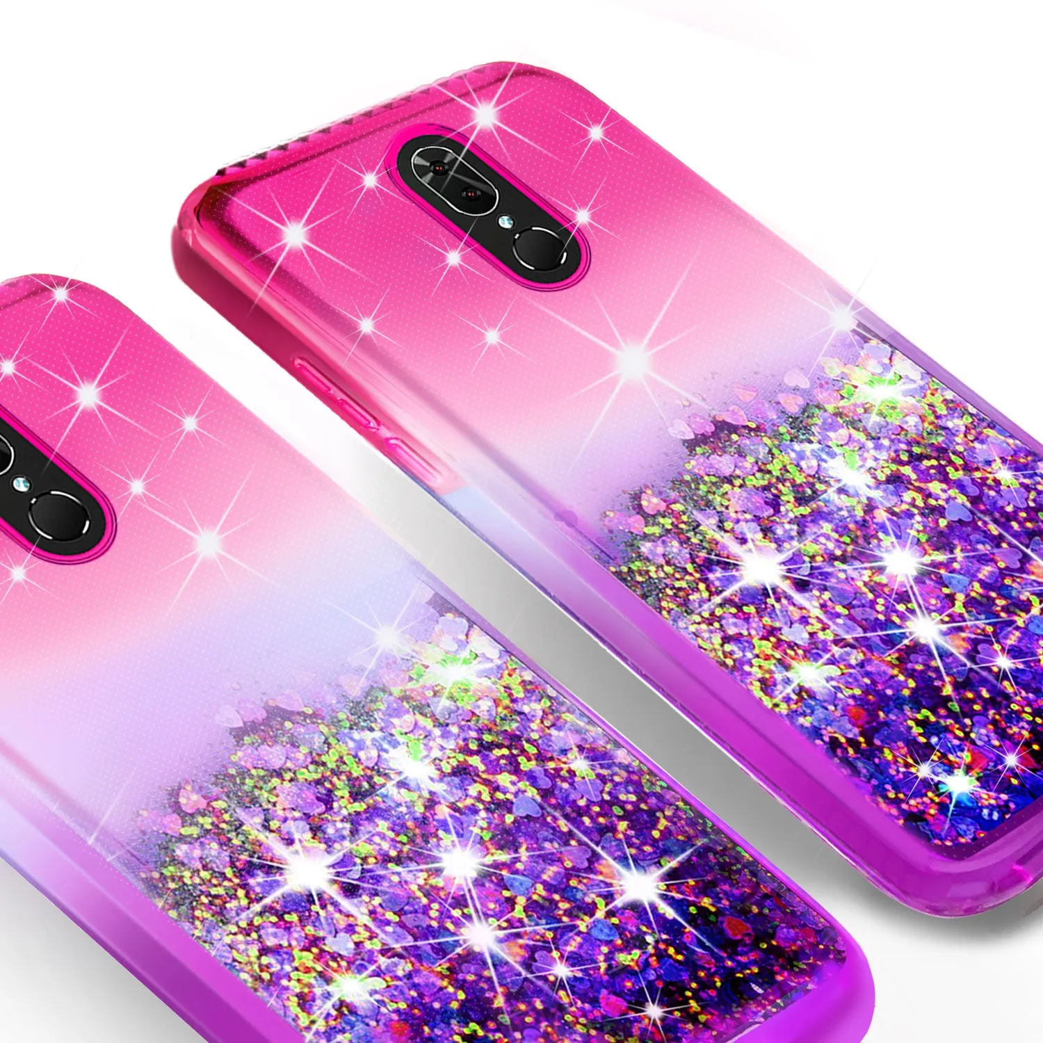 Coolpad Legacy Case Liquid Glitter Phone Case Waterfall Floating Quicksand Bling Sparkle Cute Protective Girls Women Cover for Coolpad Legacy W/Temper Glass- (Hot Pink/Purple Gradient)