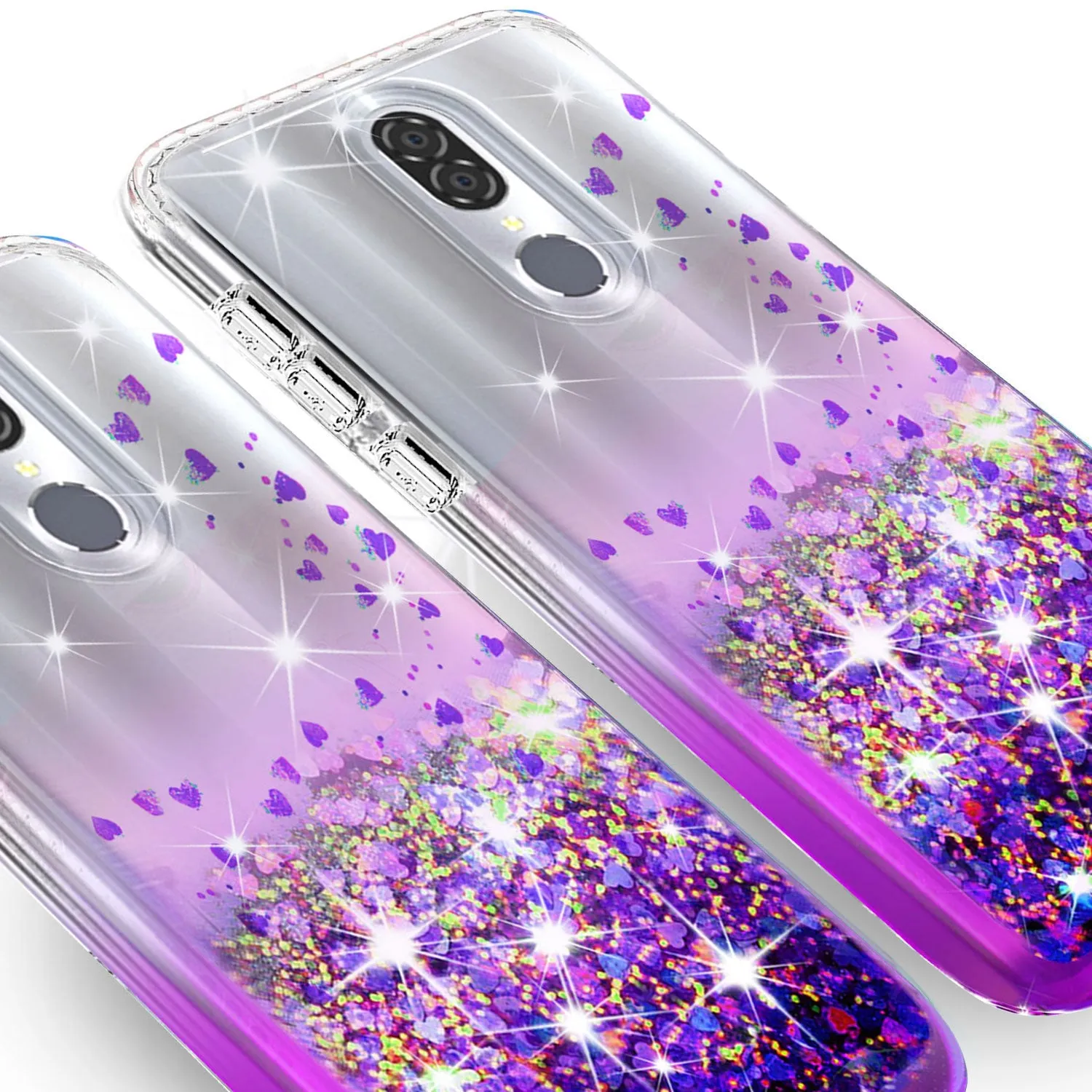 Coolpad Legacy Case Liquid Glitter Phone Case Waterfall Floating Quicksand Bling Sparkle Cute Protective Girls Women Cover for Coolpad Legacy W/Temper Glass- Purple