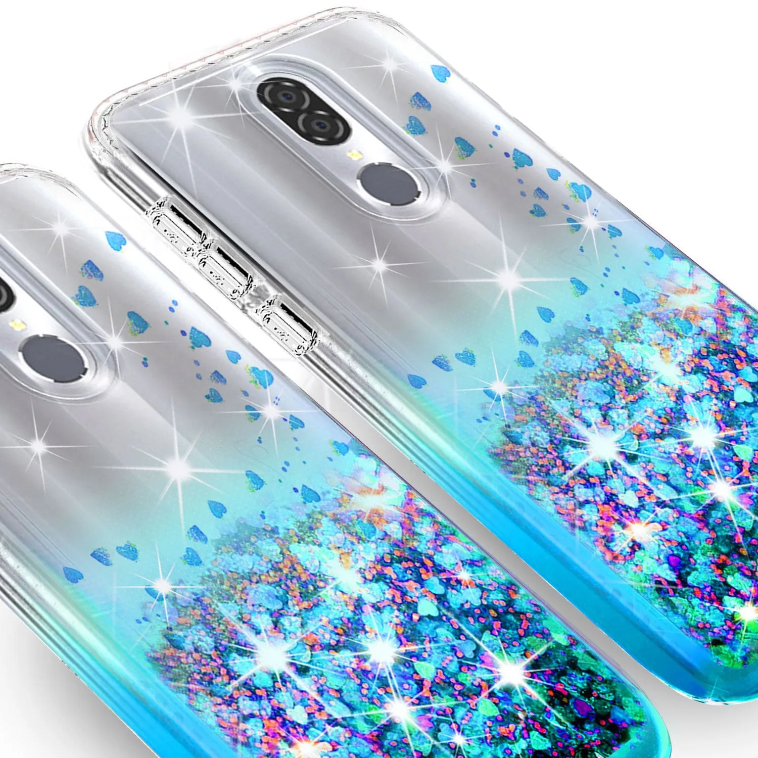 Coolpad Legacy Case Liquid Glitter Phone Case Waterfall Floating Quicksand Bling Sparkle Cute Protective Girls Women Cover for Coolpad Legacy W/Temper Glass- Teal