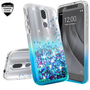 Coolpad Legacy Case Liquid Glitter Phone Case Waterfall Floating Quicksand Bling Sparkle Cute Protective Girls Women Cover for Coolpad Legacy W/Temper Glass- Teal