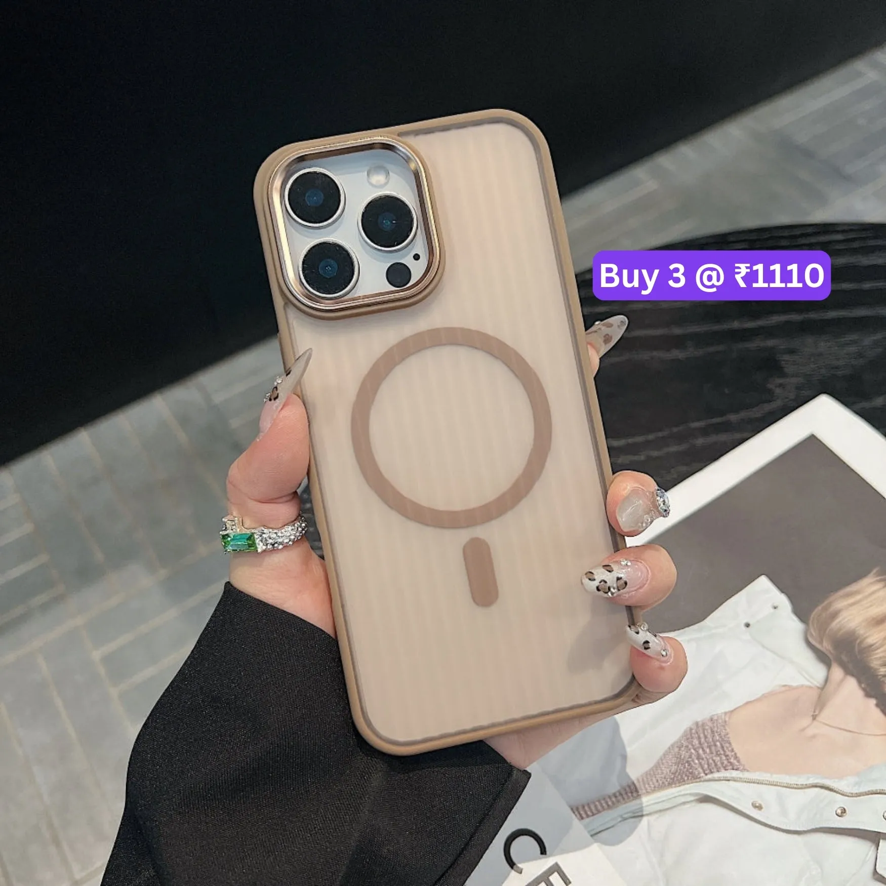Corrugated Pattern Magnetic Wireless Charge Phone Case - iPhone 15 Plus