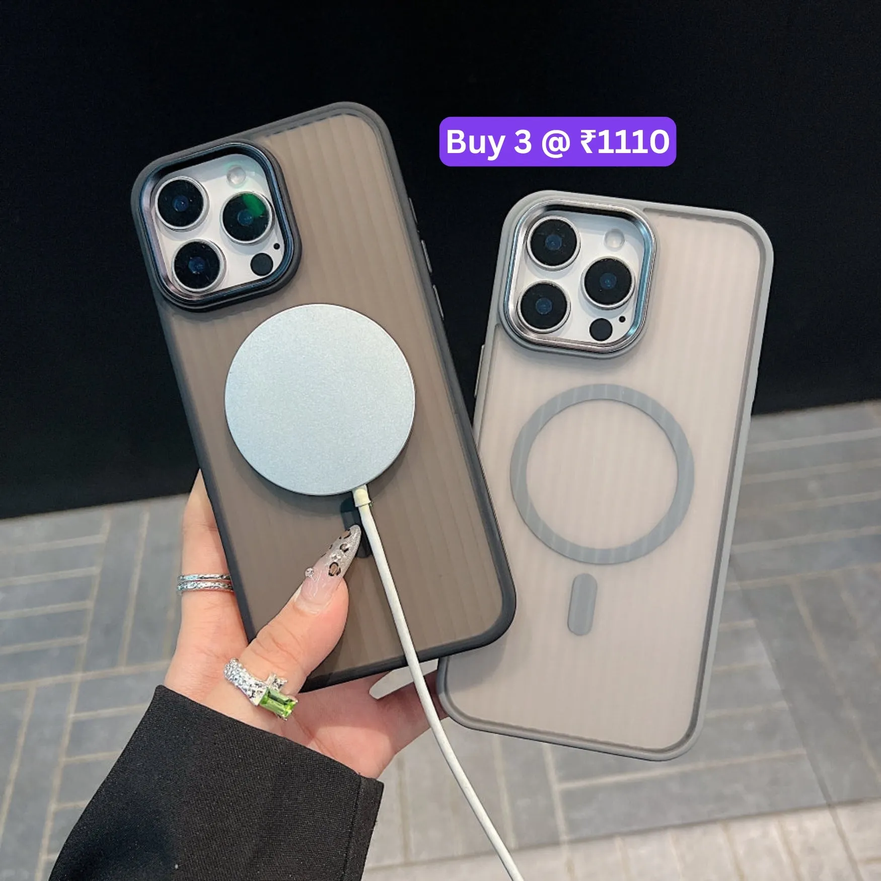 Corrugated Pattern Magnetic Wireless Charge Phone Case - iPhone 15 Plus