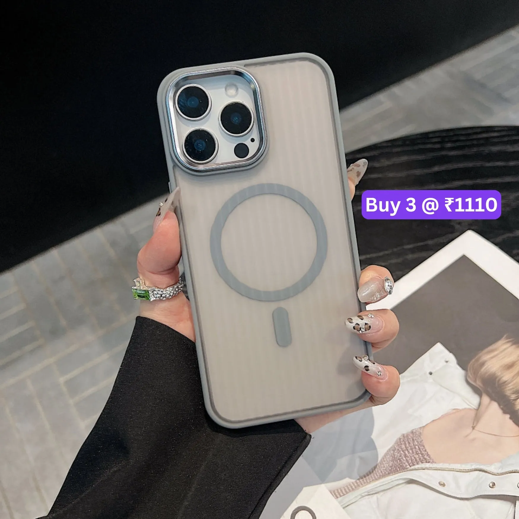 Corrugated Pattern Magnetic Wireless Charge Phone Case - iPhone 15 Plus