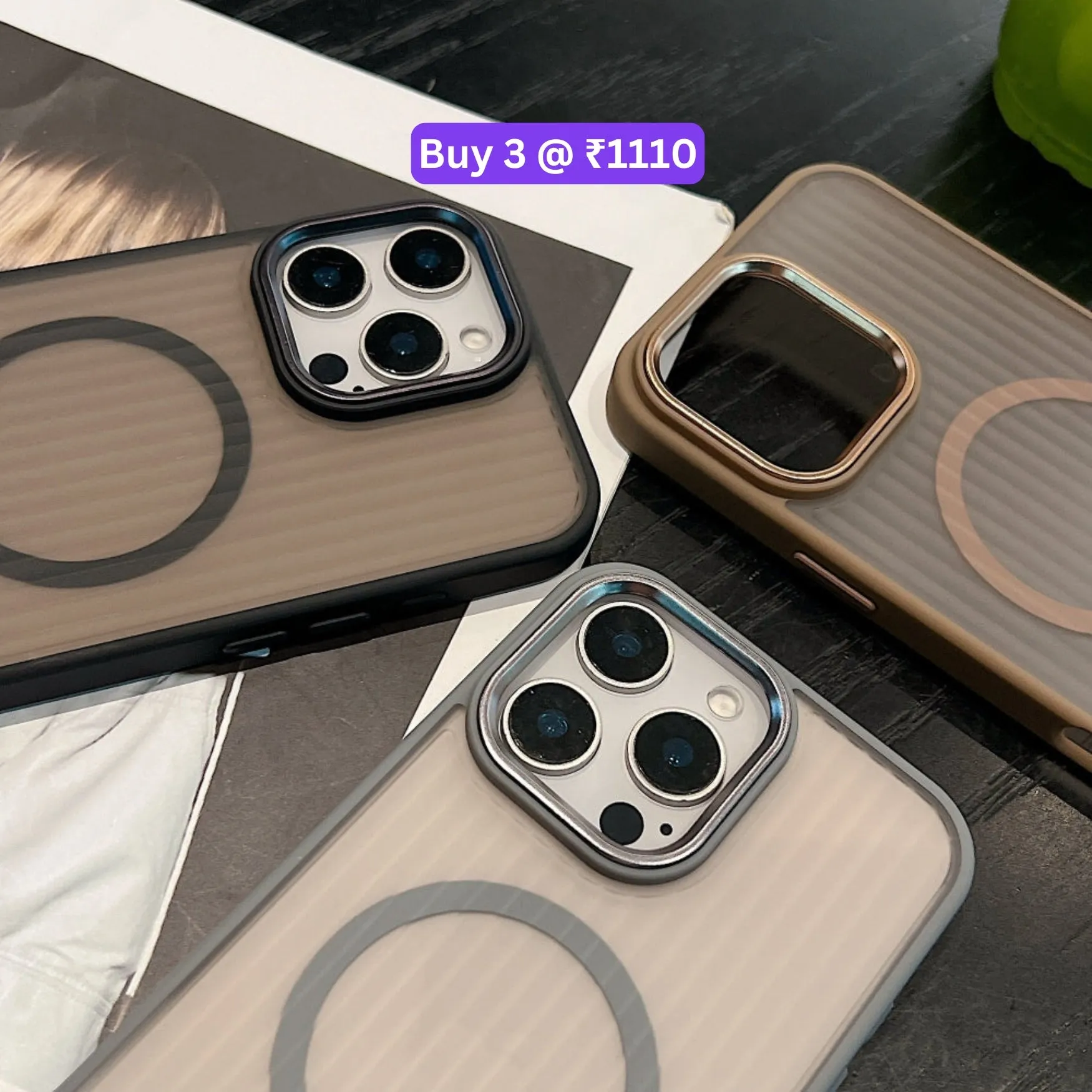 Corrugated Pattern Magnetic Wireless Charge Phone Case - iPhone 16 Pro