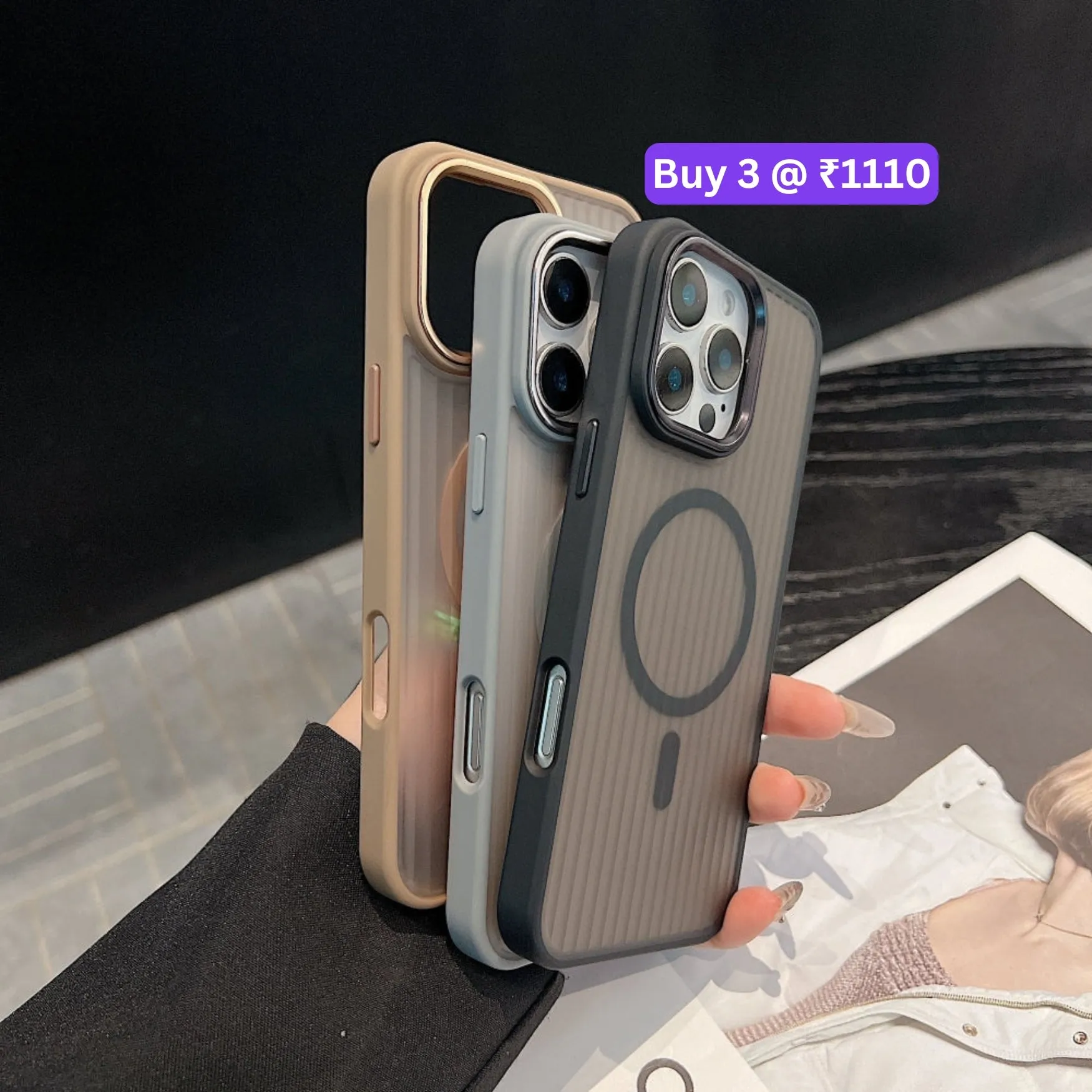 Corrugated Pattern Magnetic Wireless Charge Phone Case - iPhone 16 Pro