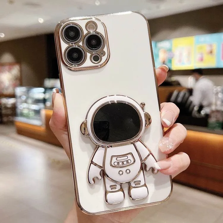 Cosmic Astronaut Stand Phone Case with Electroplated Finish