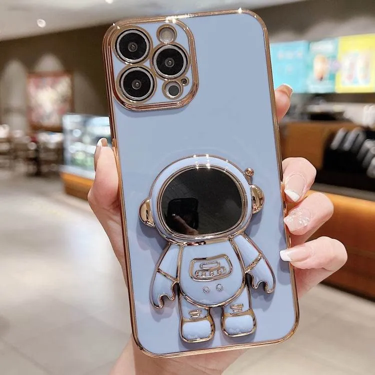 Cosmic Astronaut Stand Phone Case with Electroplated Finish