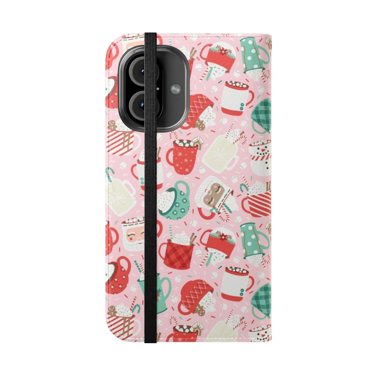 Cozy Christmas Flip Phone Case with Hot Cocoa Design