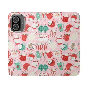 Cozy Christmas Flip Phone Case with Hot Cocoa Design