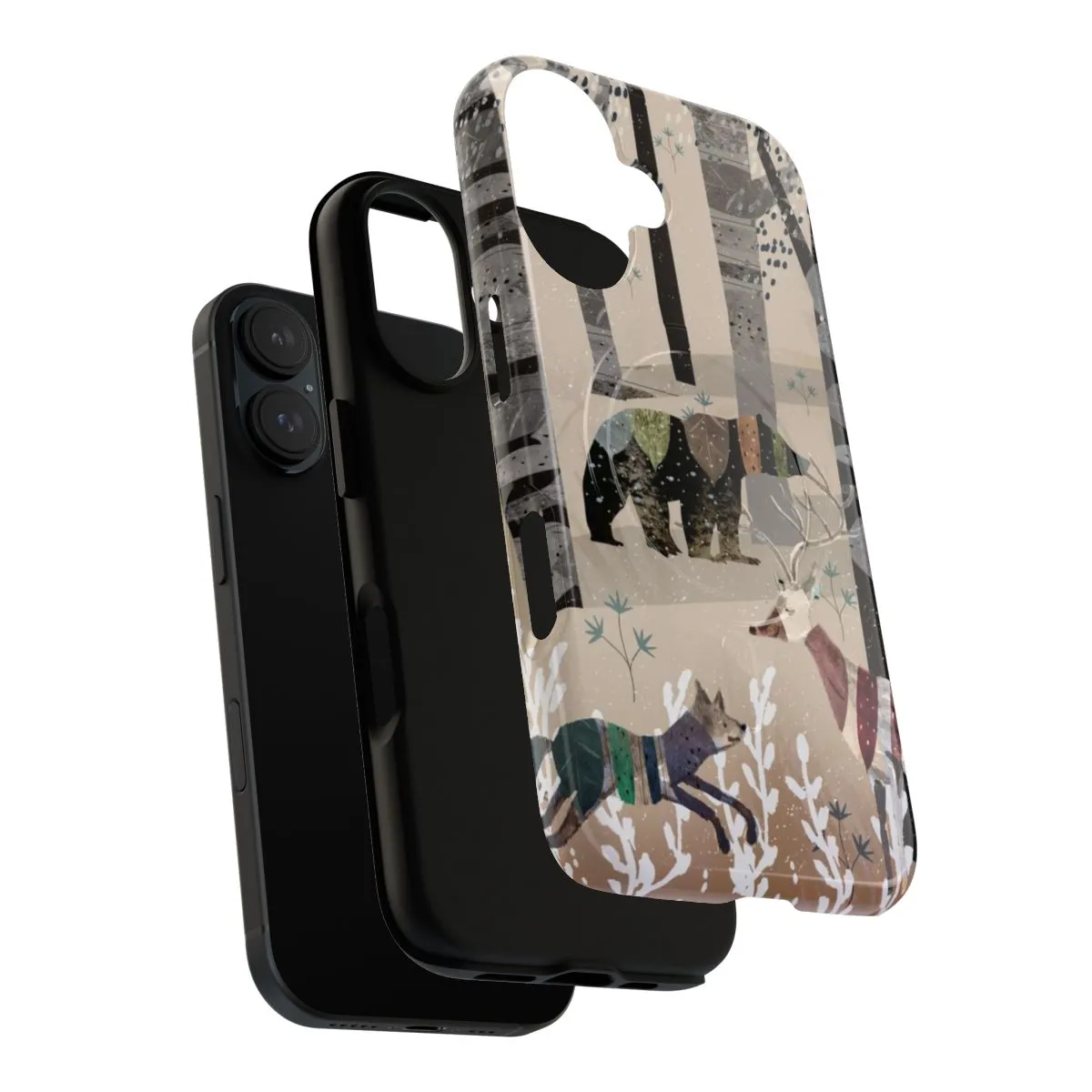 Cozy Winter Forest Phone Case with Wildlife