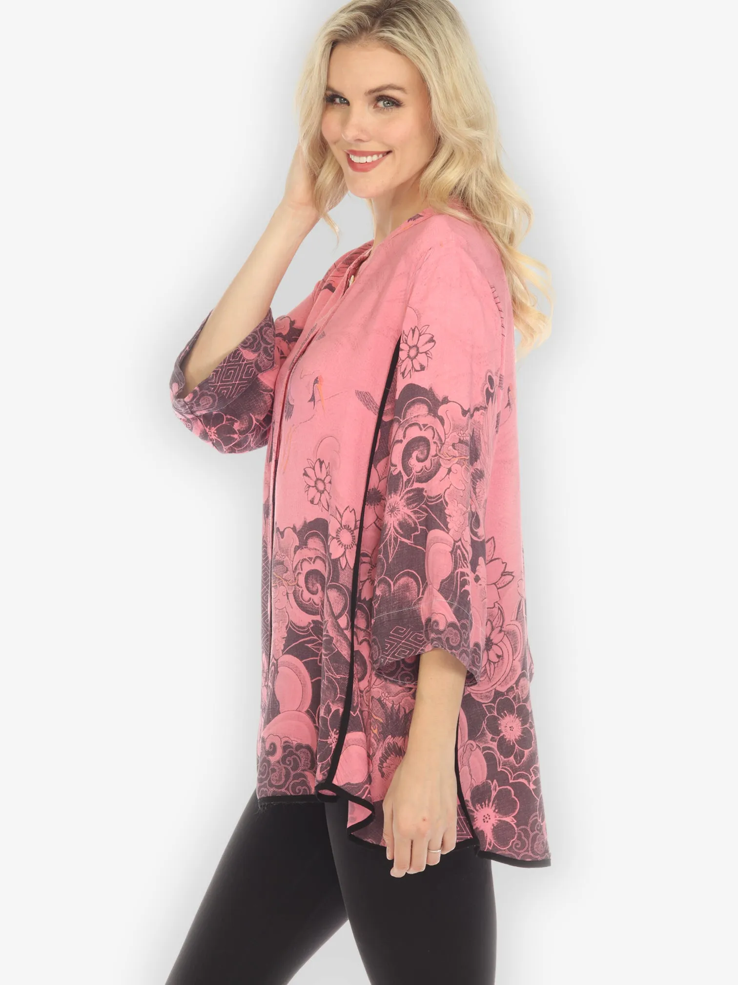 Crane Wave Pink Tummy Tuck Shirt
