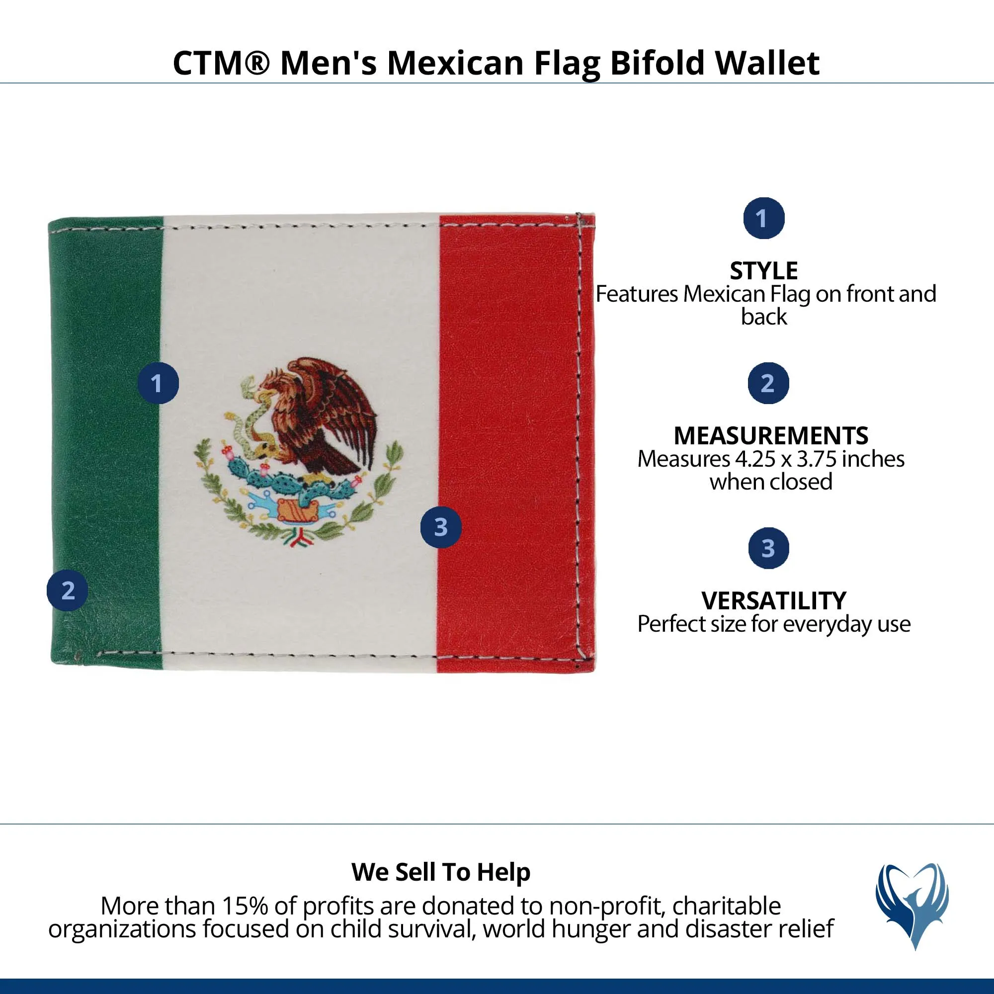 CTM® Men's Mexican Flag Bifold Wallet