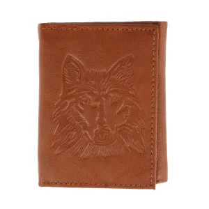 CTM® Men's RFID Wolf Embossed Trifold Wallet