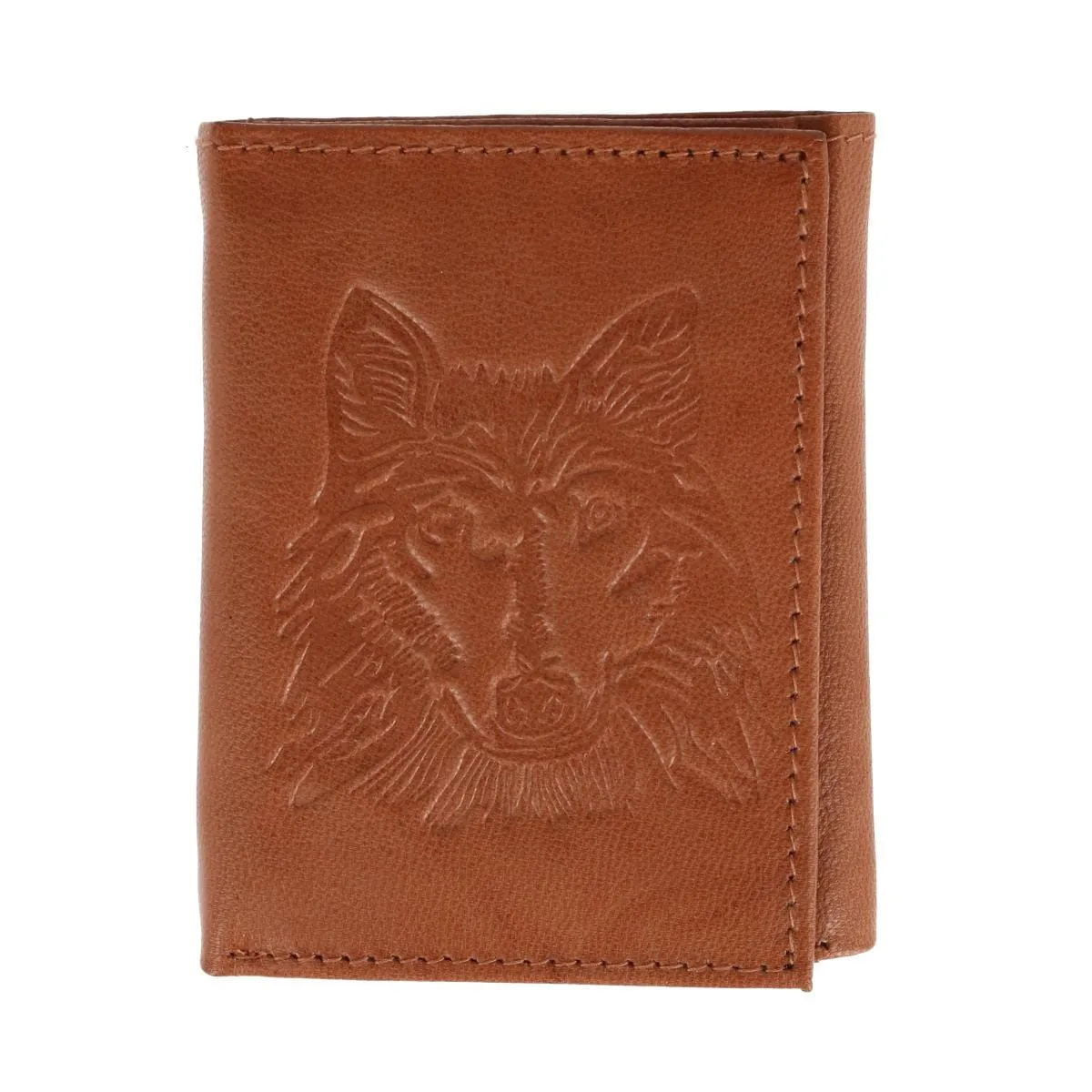 CTM® Men's RFID Wolf Embossed Trifold Wallet