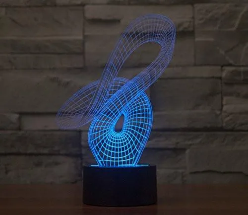 Curvy Hologram LED Night Light Lamp - Color Changing