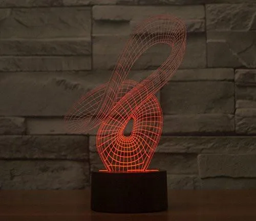 Curvy Hologram LED Night Light Lamp - Color Changing
