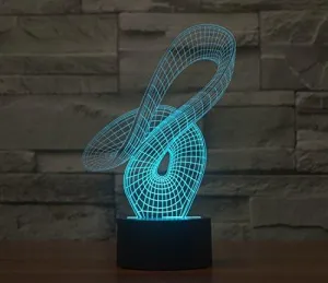 Curvy Hologram LED Night Light Lamp - Color Changing