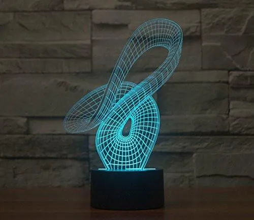 Curvy Hologram LED Night Light Lamp - Color Changing