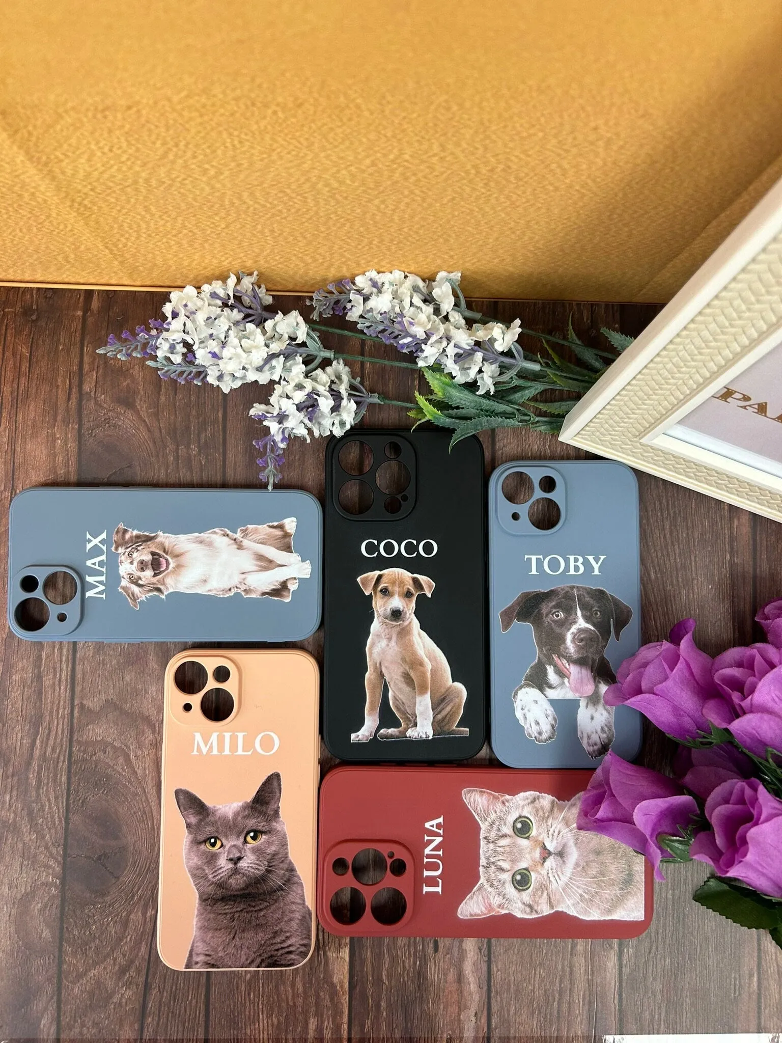 Customized Pet phone Case for Pet Lover, Pet Name Photo iPhone Cover