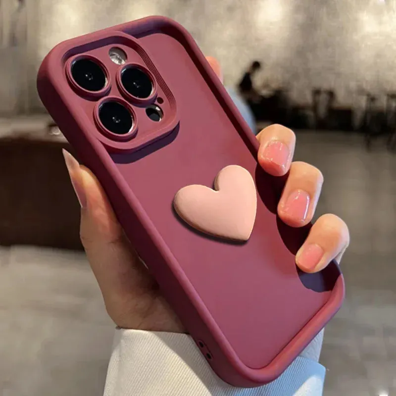Cute 3D Love Heart Protective Silicone iPhone Case