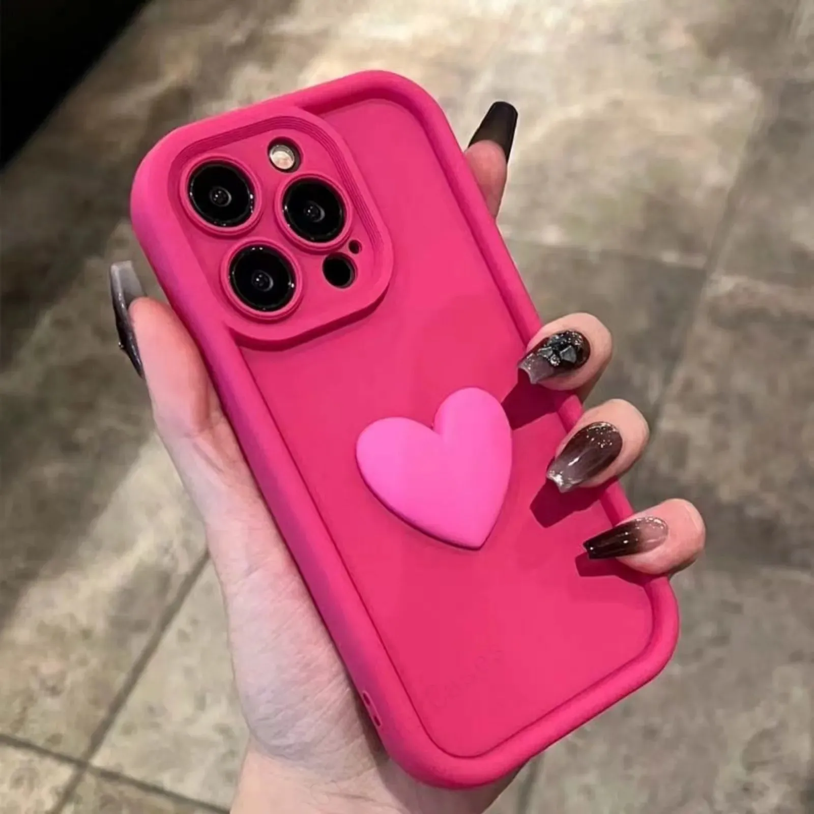 Cute 3D Love Heart Protective Silicone iPhone Case