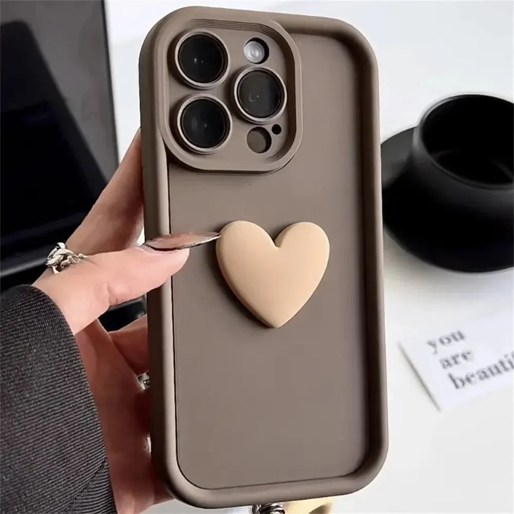 Cute 3D Love Heart Protective Silicone iPhone Case