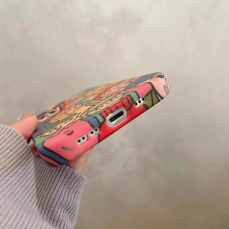 Cute Anime Graffiti Soft Phone Case - Funny Design for iPhone 14, 13 Pro Max, 12, 11, XS, XR, X