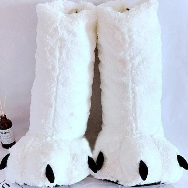 Cute Bear Claw Winter Slippers Bearpaw Slippers Indoor Shoes Fur Slides